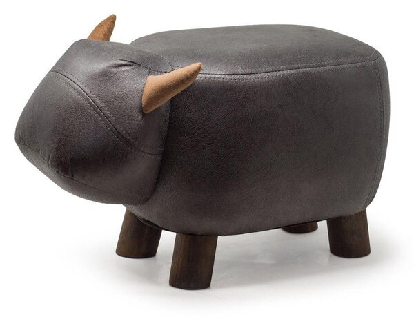 Sgabello Pouf Poggiapiedi per Bambini 50x23x27 cm Bisonte Grigio Divina Home