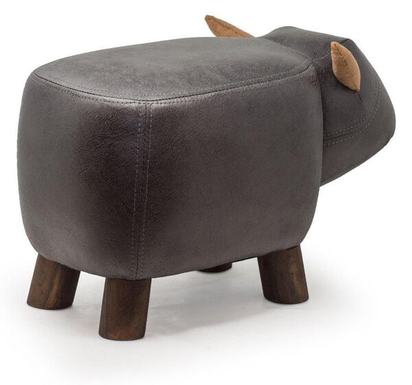 Sgabello Pouf Poggiapiedi per Bambini 50x23x27 cm Bisonte Grigio Divina Home