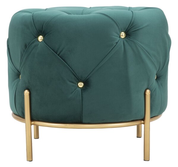 Puff Diamond Glam Verde Ø45x40 cm in Ferro e MDF e Spugna e Poliestere Verde e Oro