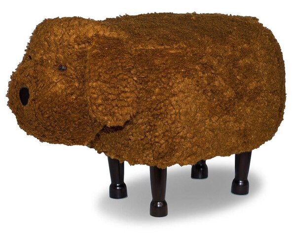 Sgabello Pouf Poggiapiedi per Bambini 67x35x41 cm Cane Barboncino Marrone Divina Home
