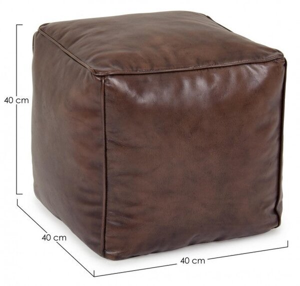 Pouf Mendez Marrone 40x40 in Pelle Marrone