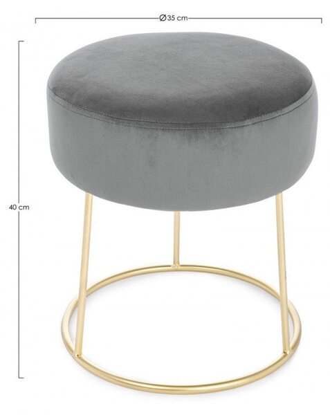 Pouf Clarissa Grigio D35 in Tessuto effetto Velluto