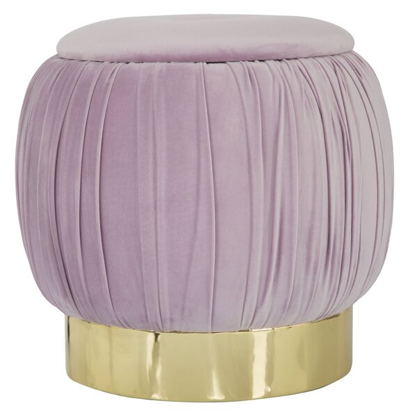 Puff Contenitore Paris Rosa Ø41x41 cm Legno Spugna e Velluto Sintetico Rosa e Oro