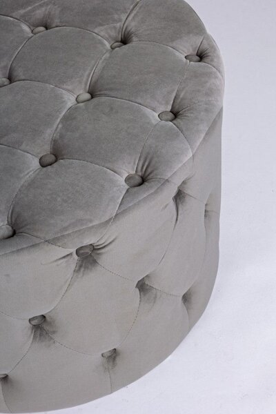 Pouf Lorella in Tessuto effetto Velluto Grigio