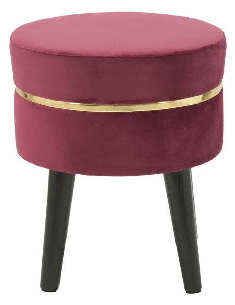 Sgabello Paris Bordeaux Ø35x40,5 cm Legno Spugna e Velluto Sintetico Bordeaux e Oro e Nero