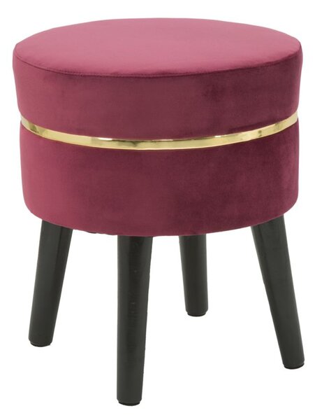 Sgabello Paris Bordeaux Ø35x40,5 cm Legno Spugna e Velluto Sintetico Bordeaux e Oro e Nero