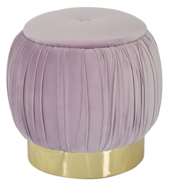 Puff Contenitore Paris Rosa Ø41x41 cm Legno Spugna e Velluto Sintetico Rosa e Oro