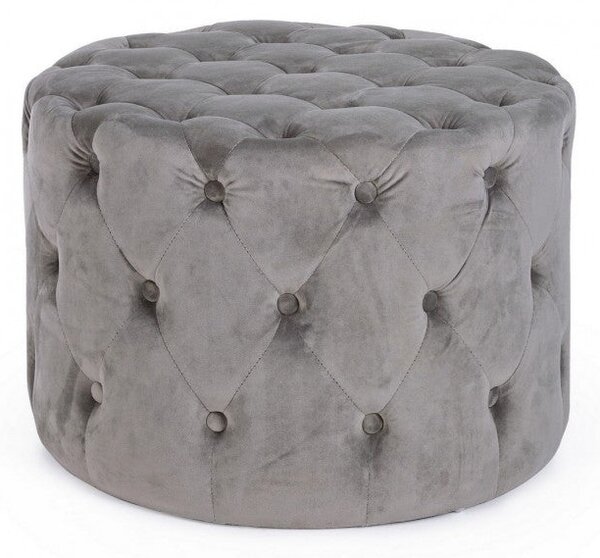 Pouf Lorella in Tessuto effetto Velluto Grigio