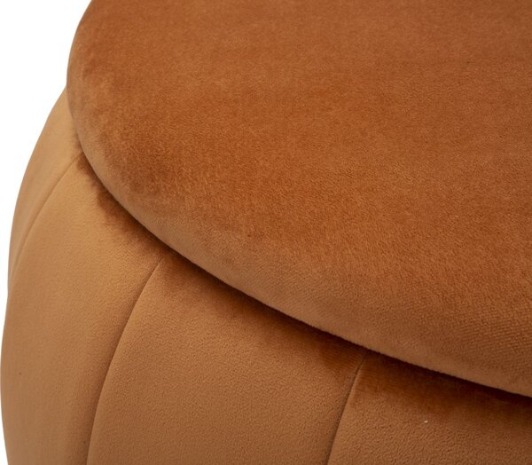 Puff Contenitore Paris Ø72x43 cm in Legno Spugna e Poliestere Arancione e Oro