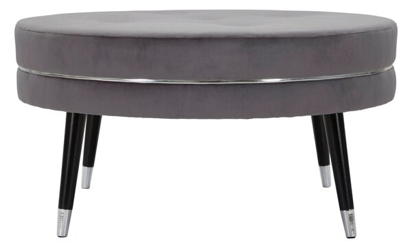 Puff Paris xxl Grigio/Argento Ø90x46 cm in Legno e Spugna Grigio e Nero