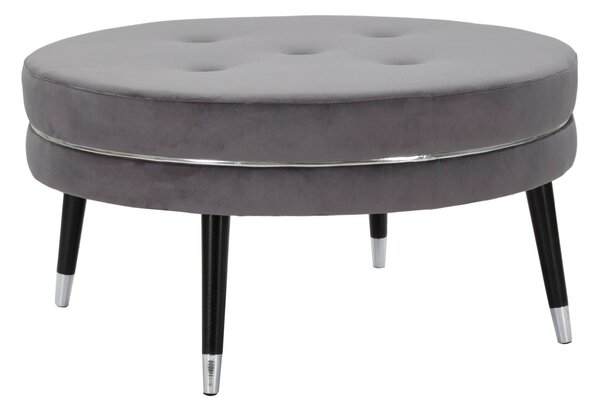 Puff Paris xxl Grigio/Argento Ø90x46 cm in Legno e Spugna Grigio e Nero