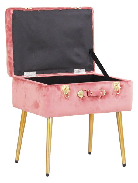 Pouf Valigetta 51x37x51 cm in Velluto Rosa