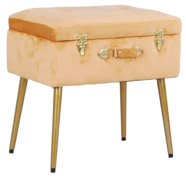 Pouf Valigetta 51x37x51 cm in Velluto Caramello