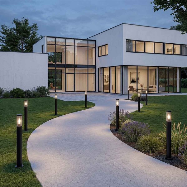 Paletto da Giardino Nero 100cm DarkLight Acciaio INOX base E27