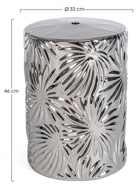 Sgabello Sfinge Leaf Argento in Ceramica