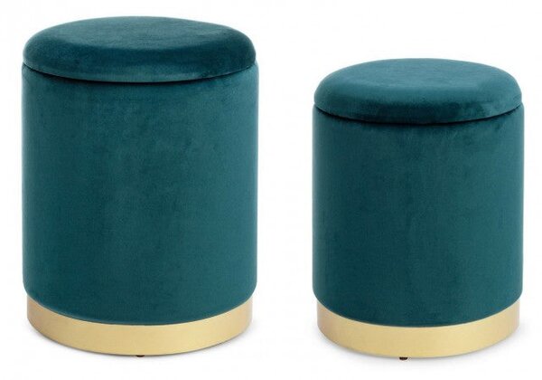 Set 2 Pouf Contenitore Polina Navyus in Tessuto effetto Velluto