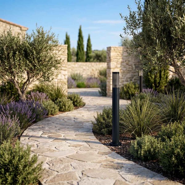 Paletto da Giardino Nero 100cm DarkLight Acciaio INOX base E27