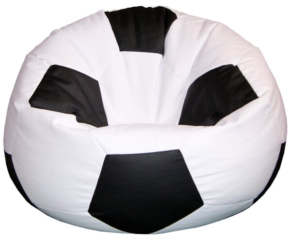 Poltrona a Sacco Pouf Ø100 cm in Similpelle Baselli Pallone da Calcio Bianco e Nero
