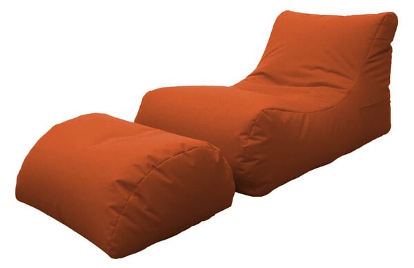 Poltrona Pouf Chaise Longue con Poggiapiedi in Poliestere Arancio Avalli