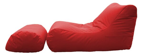 Poltrona Pouf Chaise Longue con Poggiapiedi in Poliestere Rossa Avalli