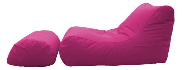 Poltrona Pouf Chaise Longue con Poggiapiedi in Poliestere Fucsia Avalli