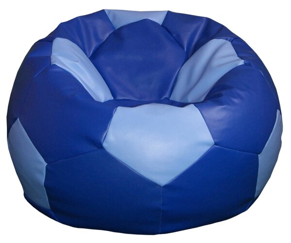Poltrona a Sacco Pouf Ø100 cm in Similpelle Baselli Pallone da Calcio Blu e Celeste