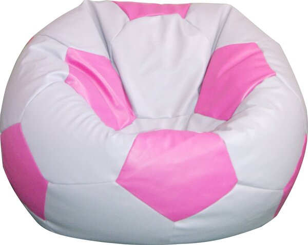 Poltrona a Sacco Pouf Ø100 cm in Similpelle Baselli Pallone da Calcio Grigio e Rosa