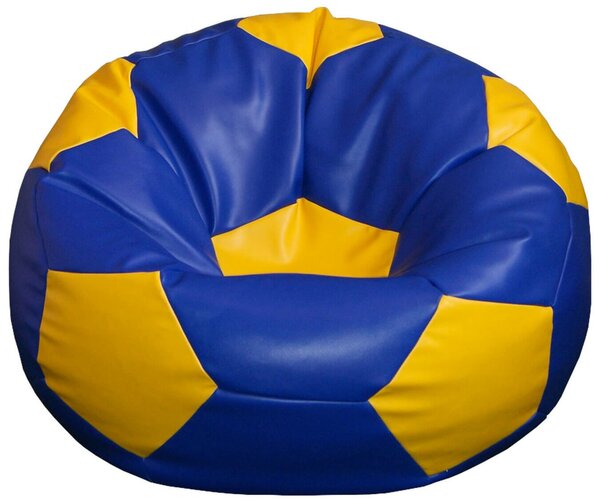 Poltrona a Sacco Pouf Ø100 cm in Similpelle Baselli Pallone da Calcio Blu e Giallo