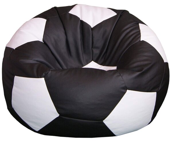 Poltrona a Sacco Pouf Ø100 cm in Similpelle Baselli Pallone da Calcio Nero e Bianco