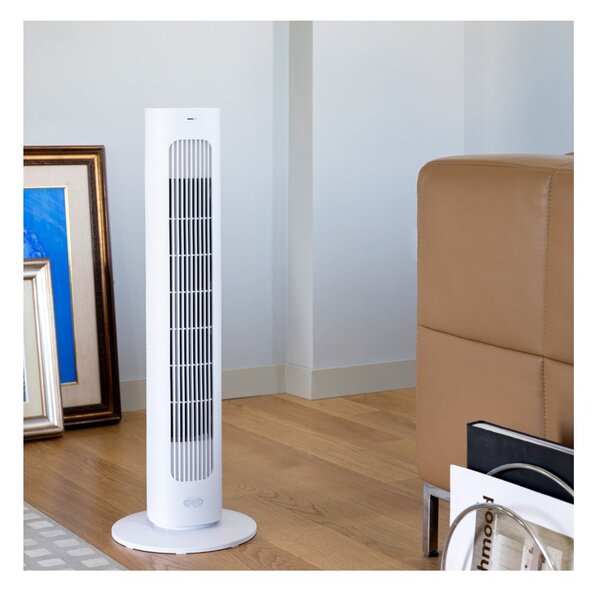 Argo Astrid Bianco Ventilatore a Torre Rotazione 70° 4 Velocità 3 Modalità Timer Telecomando