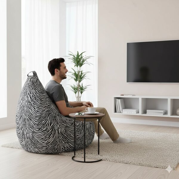 Poltrona Pouff in poliestere 80x120cm Zebrata Avalli