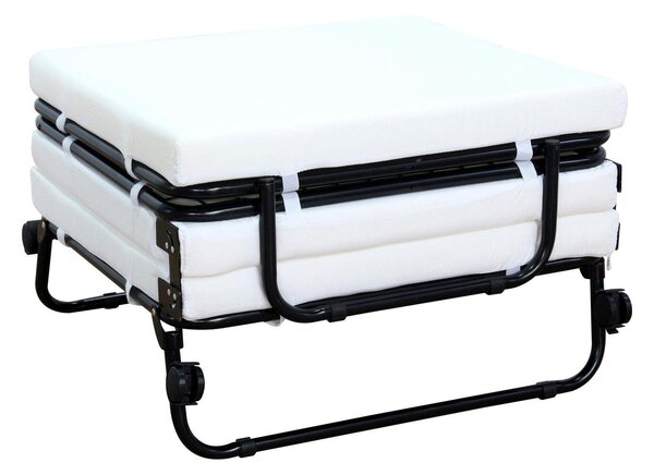 Brandina Pieghevole con Materasso per Ospiti Bianco e nero 75x65x37-48 cm