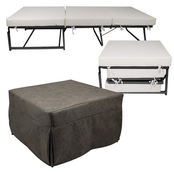 Pouf Letto Brandina con Materasso Pieghevole 78x78x47 cm Avalli Contract Marrone