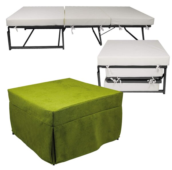 Pouf Letto Brandina con Materasso Pieghevole 78x78x47 cm Avalli Contract Verde