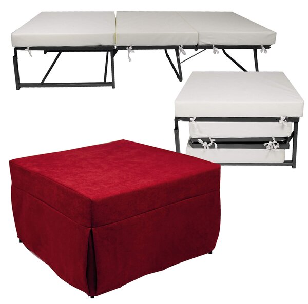 Pouf Letto Brandina con Materasso Pieghevole 78x78x47 cm Avalli Contract Rosso
