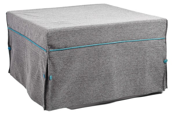 Pouf Letto Trasformabile Pieghevole con Materasso Rivestimento Grigio