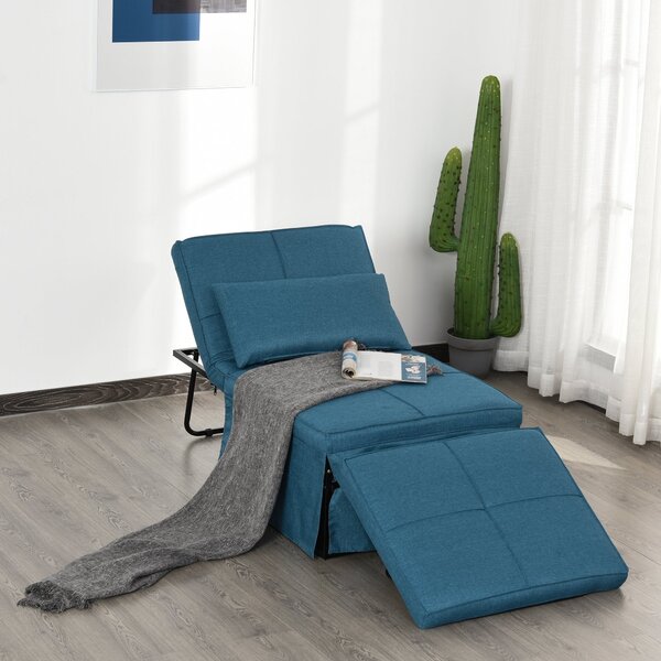 Pouf Letto Brandina con Materasso Pieghevole 69x180x41 cm Blu