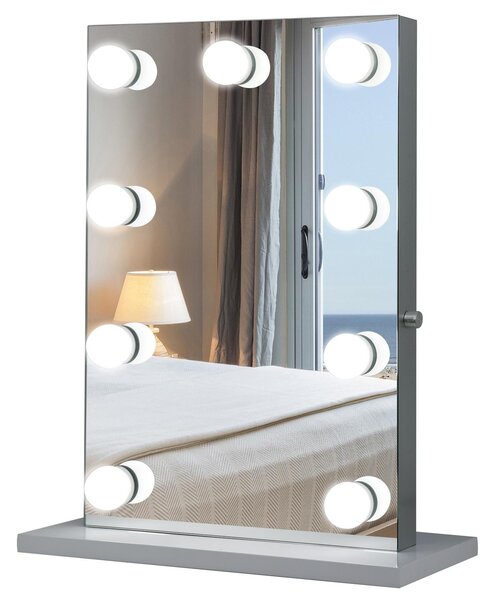 Specchio da Tavolo per Trucco con 9 Luci LED 70x50x3 cm