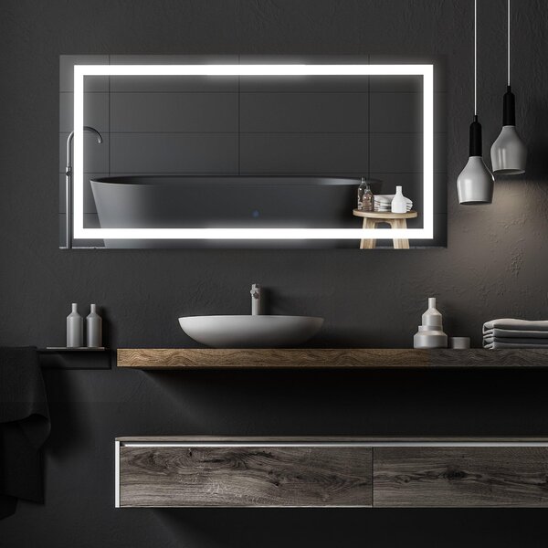 Specchio per Bagno da Parete 120x60x4 cm con LED e Interruttore Touch