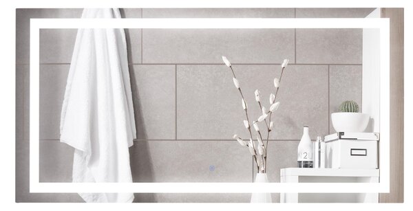 Specchio per Bagno da Parete 120x60x4 cm con LED e Interruttore Touch