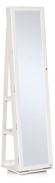 Specchio da Terra Girevole Armadio Portagioie 38x38x160 cm in MDF Bianco