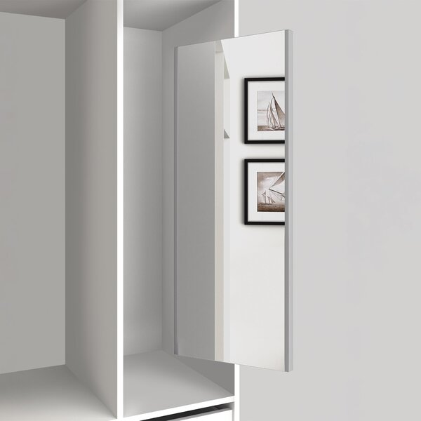 Specchio Estraibile per Armadio 34x100 cm Emuca Grigio Metallizzato