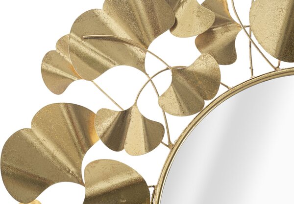 Specchio Foglie Oro Ø81x2,5 cm in Ferro Oro