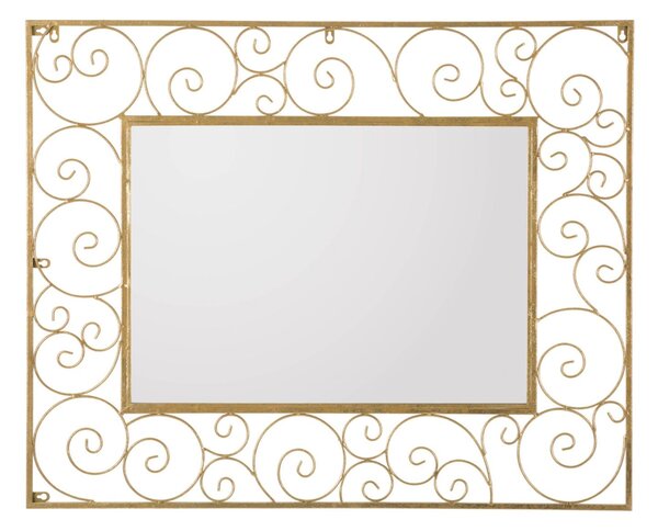Specchio Spiral 80x2x100 Misura Interna 49x69 cm in Ferro e MDF Oro