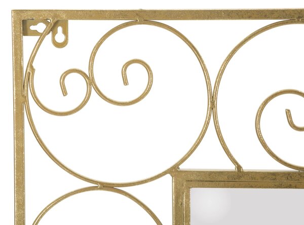 Specchio Spiral 80x2x100 Misura Interna 49x69 cm in Ferro e MDF Oro
