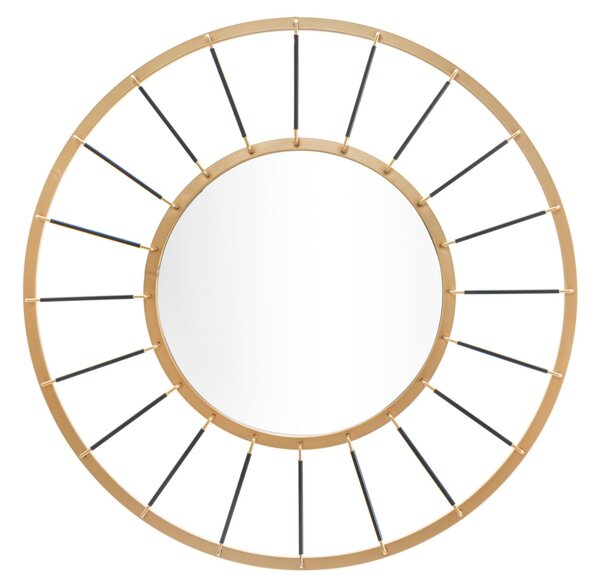 Specchio da Muro Glam Dark Ø81x6,5 Misura Specchio Ø41,5 cm in Ferro Oro e Nero
