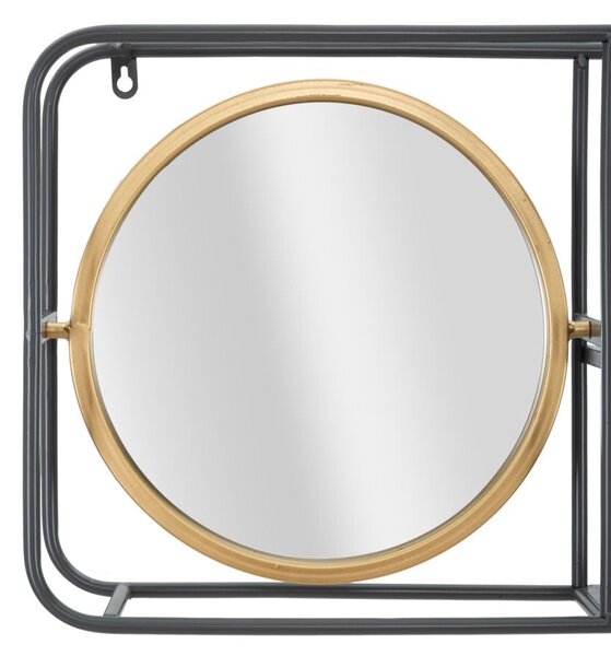 Specchio Circle con Mensole Industry 74,5x12x35 cm in Ferro