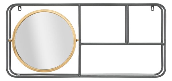 Specchio Circle con Mensole Industry 74,5x12x35 cm in Ferro