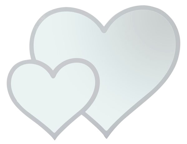 Specchio Glam Bianco Double Heart 65x2x50 Misura Interna 60x45 cm in Ferro e MDF Bianco