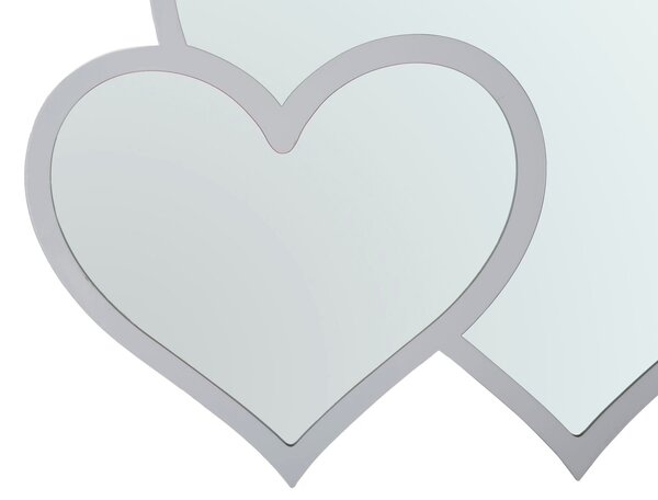 Specchio Glam Bianco Double Heart 65x2x50 Misura Interna 60x45 cm in Ferro e MDF Bianco